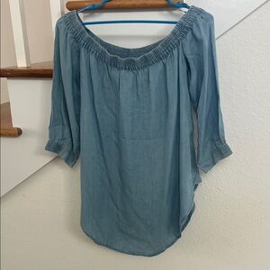 Joe Fresh Light Blue Off-Shoulder Blouse